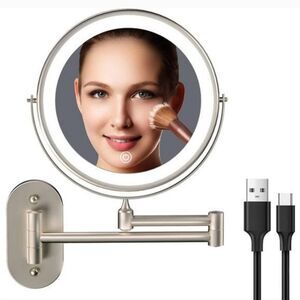 Rechargeable Wall Mounted Lighted Makeup Vanity Mirror Double Sided